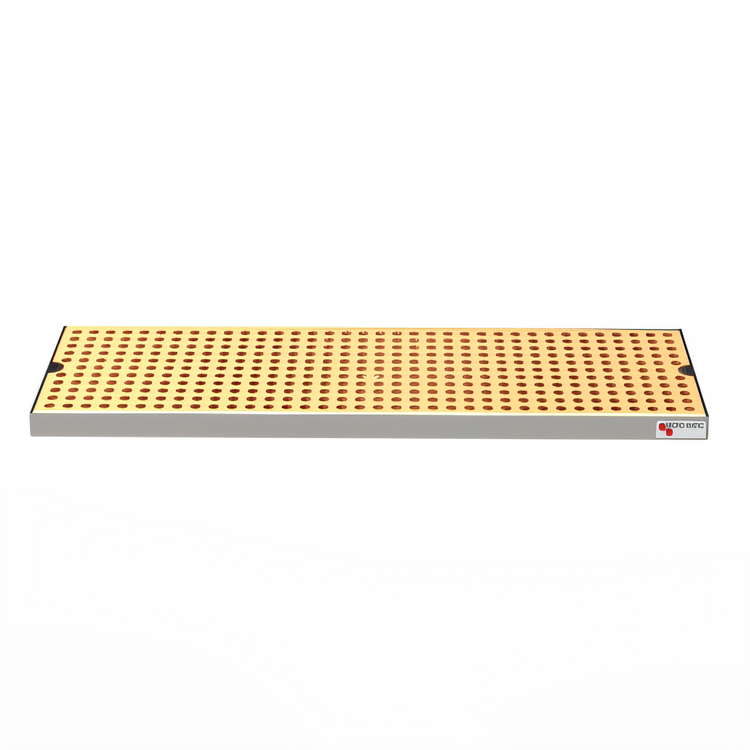 Product image #1 for Micro Matic Surface Mount Drip Tray with Perforated PVD Brass Grid and 3-1/2" Drain Nipple, 12 x 5 x 3/4 Inches