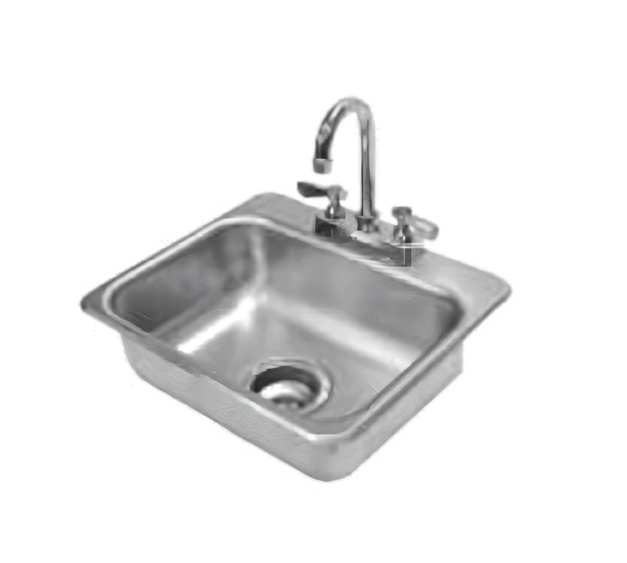 Product image #1 for Advance Tabco Drop-In Single-Compartment Stainless Steel Sink with Deck-Mounted Gooseneck Faucet and Basket Drain, 14 x 10 x 5 Inch Bowl