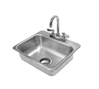 Advance Tabco Drop-In Single-Compartment Stainless Steel Sink with Deck-Mounted Gooseneck Faucet and Basket Drain, 14 x 10 x 5 Inch Bowl