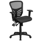 Thumbnail image #1 for Flash Furniture HL-0001T-GG Adjustable-Height Executive Swivel Office Chair with Mesh Back, Padded Arms and Casters