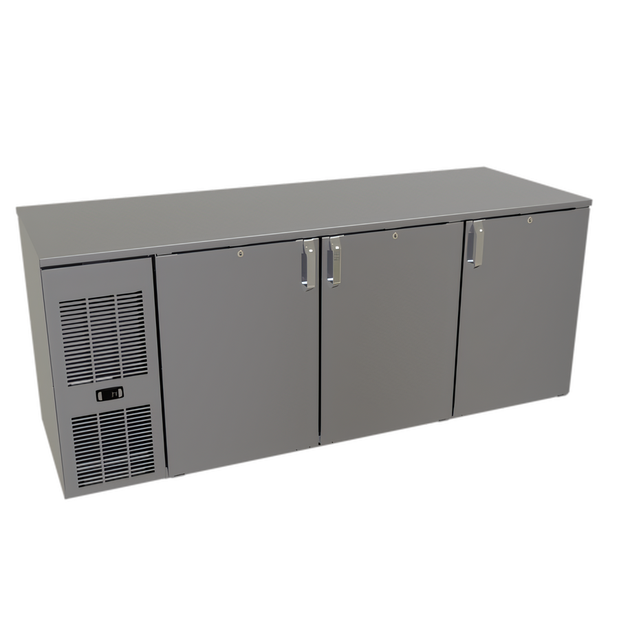Product image #1 for Glastender CP1FL72 72-Inch Pass-Thru Three-Section Front-Serviced Low-Profile Back Bar Cooler