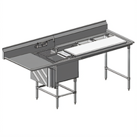 Spec-Master FNP Series 1-Compartment Stainless Steel Prep Sink with Right-Hand Drainboard and Trough Prep Area