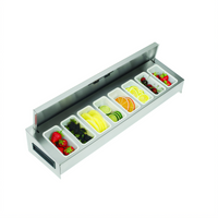 Krowne Royal Series 24-Inch Garnish Station with Sliding Cover and 6 Pint Containers