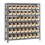 Thumbnail image #1 for Quantum 1239-101 Stationary Galvanized Wire Shelving Unit, 36"W x 12"D x 39"H, 7 Shelves, 48 Bins, 400 lb. Per Shelf
