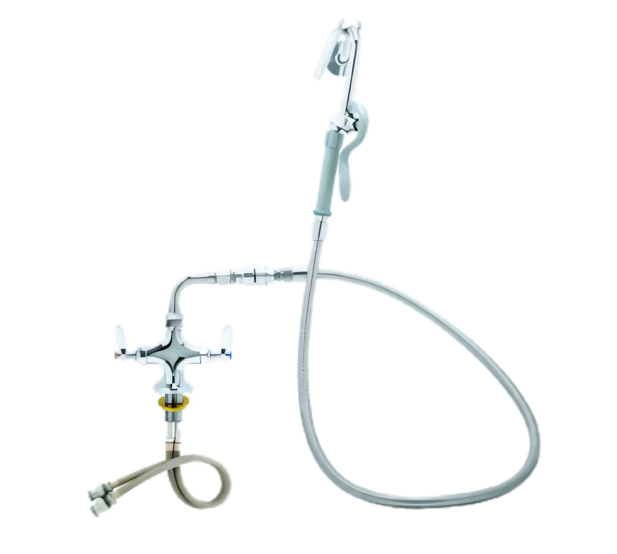Product image #1 for Double Pantry Deck-Mount Pot Filler Faucet with Backflow Preventer and Wall Hook
