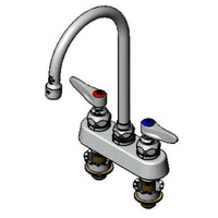 T&S Brass Deck-Mount Workboard Faucet with Gooseneck Spout, 4-Inch Centers, 2-Inch IPS Shanks