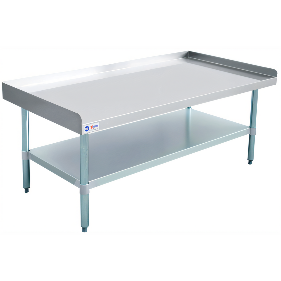 Product image #1 for Omcan Stainless Steel Equipment Stand, 60 x 30 Inch, with Undershelf and 2-Inch Rear/Side Upturn