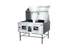 Thumbnail image #1 for Omcan USA Natural Gas Two-Chamber Wok Range with 13-Inch and 16-Inch Rings, Backsplash, Faucet, and Water-Cooled Top