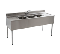 Eagle Group 2200 Series Three-Compartment Underbar Sink with Right Drainboard and Faucet, 48 x 24 x 33-1/2 Inches