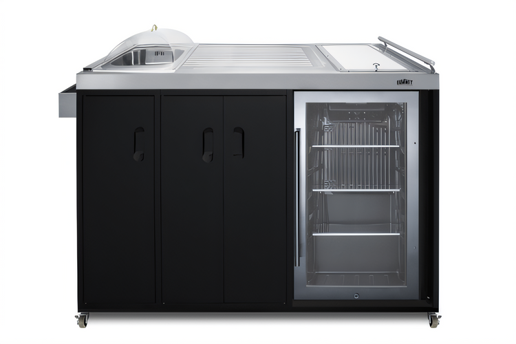 Product image #1 for Summit Appliance 58-Inch Portable Outdoor Kitchenette with ADA-Compliant Glass Door Refrigerator, Sink, and Stainless Steel Countertop