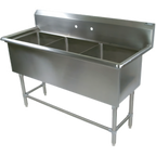 Thumbnail image #1 for John Boos Pro-Bowl 43PB1620 3-Compartment Stainless Steel Floor Model Sink, 53-1/8-Inch, 12-Inch Deep Bowls, 10-Inch Backsplash