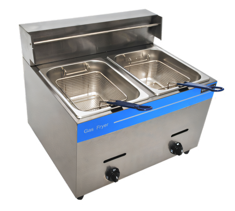 Product image #1 for Uniworld Countertop Propane Gas Double Deep Fryer with Dual 10-Liter Wells