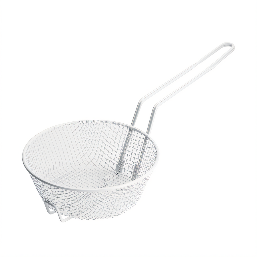Product image #1 for Winco 8-Inch Round Medium Mesh Breading Basket with Non-Stick White Plastic Coating