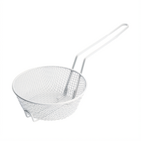 Winco 8-Inch Round Medium Mesh Breading Basket with Non-Stick White Plastic Coating