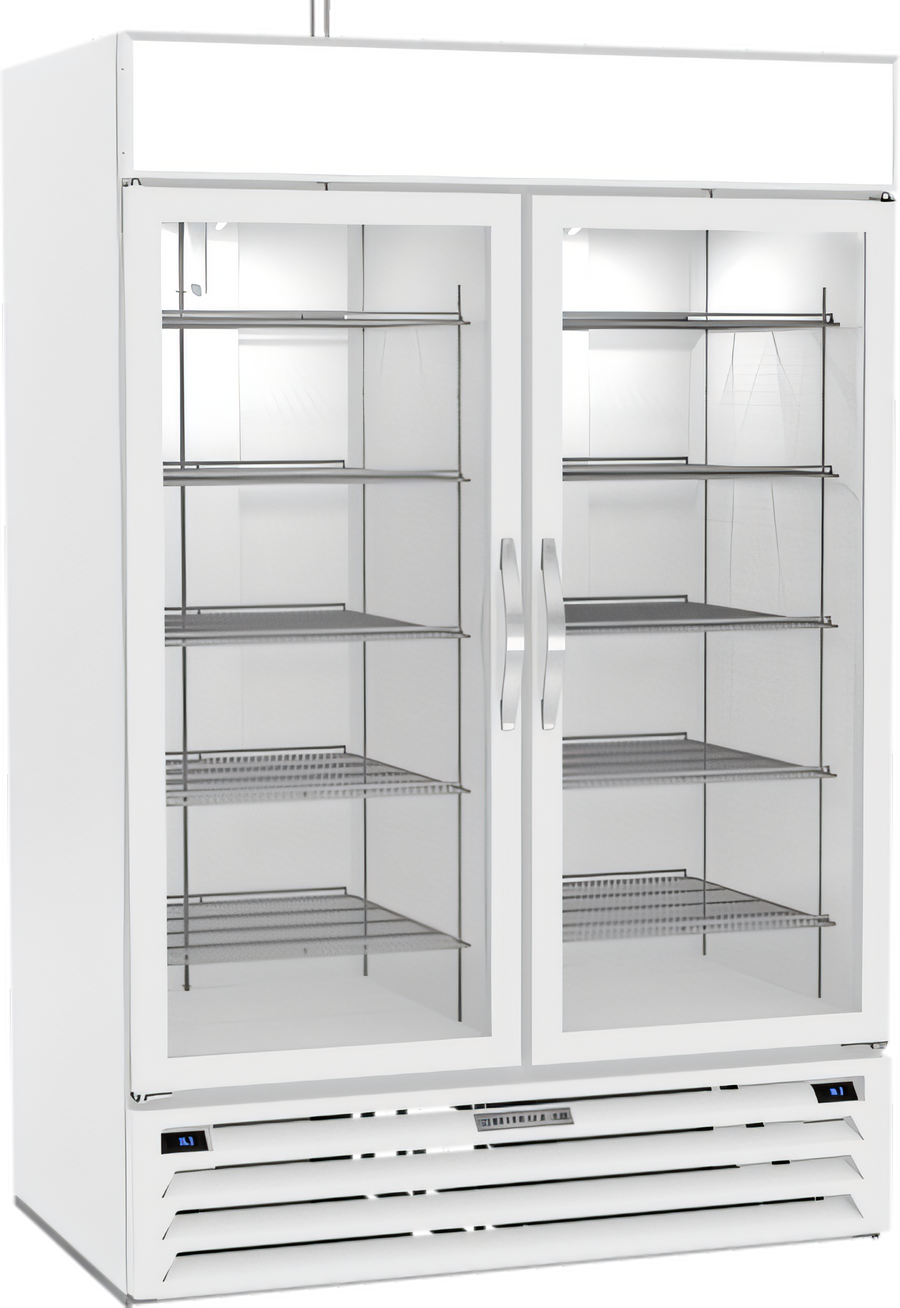 Product image #1 for Beverage-Air MarketMax Dual-Temp Two-Section Reach-In Glass Door Refrigerator Merchandiser