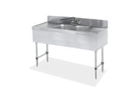 Steel Works Stainless Two-Compartment Underbar Sink with Left and Right Drainboards, 48 Inch x 18-3/4 Inch