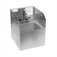 Glastender Wall-Mount Stainless Steel Hand Sink with Skirt, Faucet and Side Splashes, 14 x 15 Inches