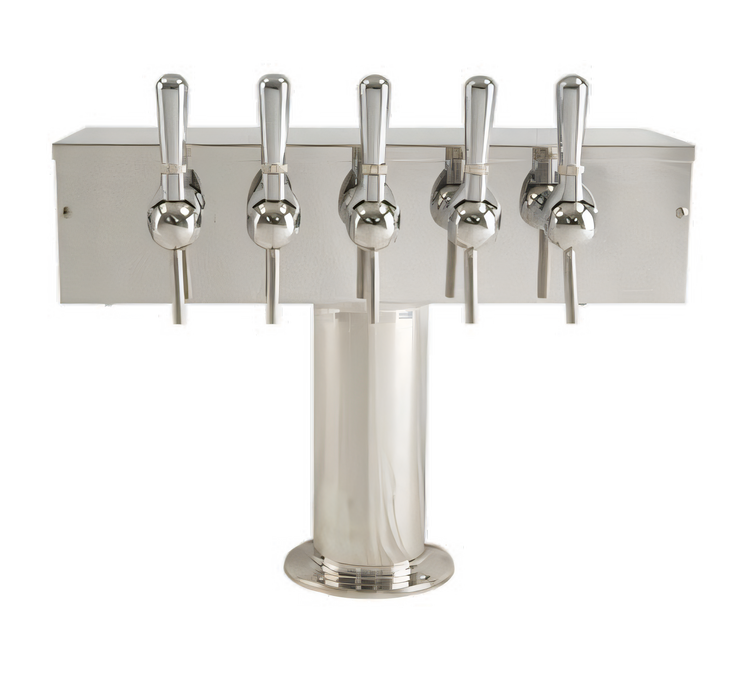 Product image #1 for T Style Countertop Air-Cooled Wine Font with 5 Polished 304 Stainless Steel Side-Pull Faucets