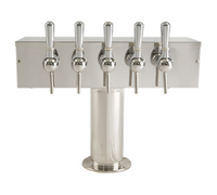 T Style Countertop Air-Cooled Wine Font with 5 Polished 304 Stainless Steel Side-Pull Faucets