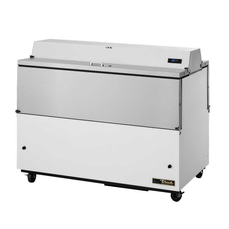 Product image #1 for True Dual-Sided Mobile Milk Cooler Cart, 16-Crate Capacity, Forced-Air, White Exterior/Stainless Steel Interior