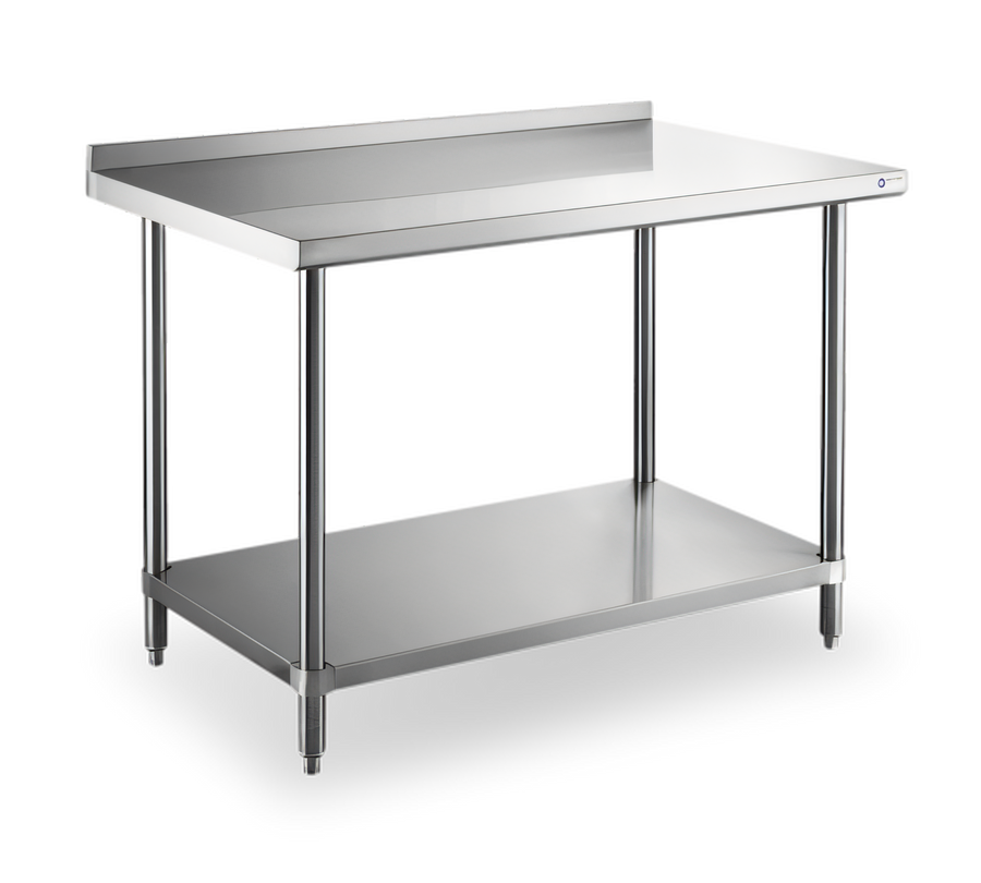 60-Inch x 30-Inch Stainless Steel Worktable with 2-Inch Rear Backsplas ...