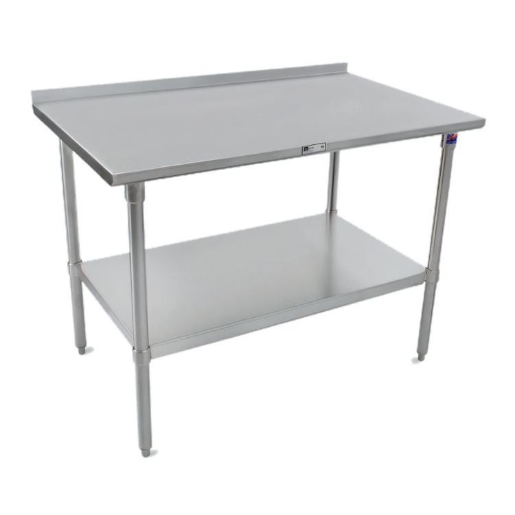 Product image #1 for Stallion 24 Inch x 30 Inch 14-Gauge 300 Series Stainless Steel Work Table with 1-1/2 Inch Rear Up-Turn and Adjustable Undershelf