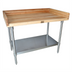Thumbnail image #1 for BK Resources 48 x 30-Inch Bakers Table with 1-3/4-Inch Hard Maple Top and Galvanized Undershelf