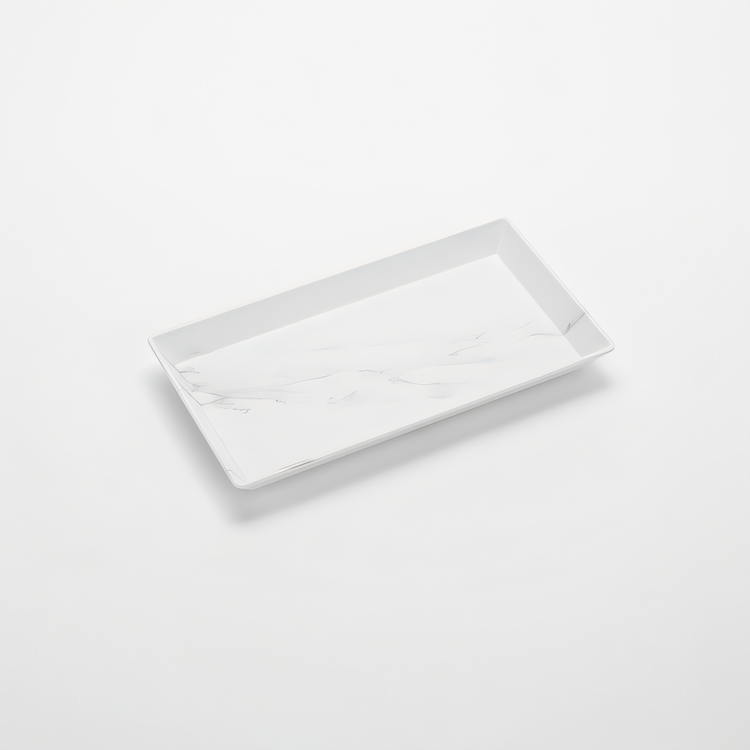 Product image #1 for American Metalcraft Naturals Rectangular Melamine Platter - White Marble Pattern, 14 x 7-1/2 Inches