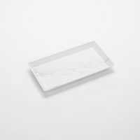American Metalcraft Naturals Rectangular Melamine Platter - White Marble Pattern, 14 x 7-1/2 Inches