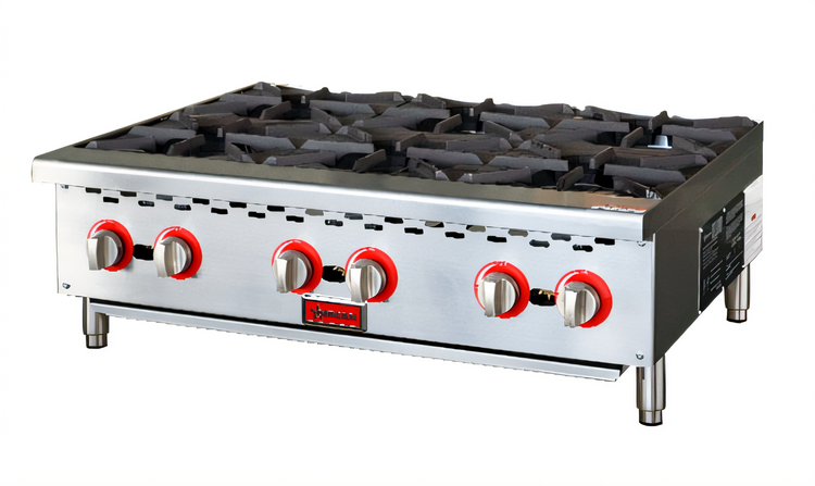 Product image #1 for Omcan 36-Inch Countertop Natural Gas Commercial Hot Plate with 6 Burners