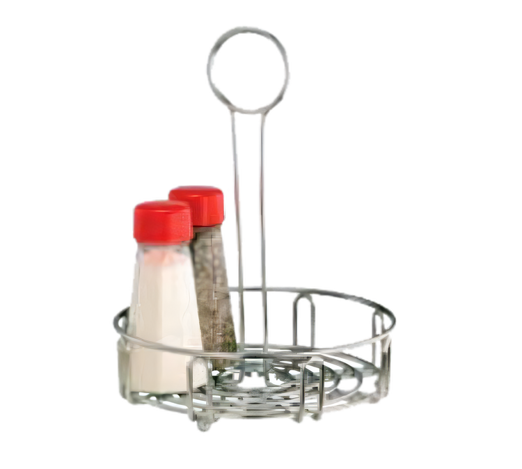 Product image #1 for Vollrath Round Wire Condiment Caddy for Four 12 Oz Squeeze Bottles and Salt & Pepper Shakers