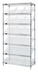Thumbnail image #1 for Quantum Stationary Wire Shelving Bin Storage Unit with 18 Clear Bins, 36 x 18 x 74 Inches, Chrome Plated Finish