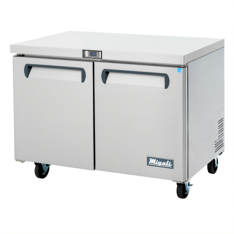 Product image #1 for Migali Competitor Series Two-Section Undercounter Reach-In Refrigerator, 12 Cu. Ft., Stainless Steel