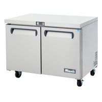 Migali Competitor Series Two-Section Undercounter Reach-In Refrigerator, 12 Cu. Ft., Stainless Steel