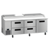 Thumbnail image #1 for Hoshizaki Steelheart PR93B-D4 93-Inch Three-Section Pizza Prep Table with 4 Drawers and 1 Door