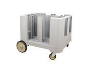 Omcan Adjustable Dish Caddy Dolly with Dividers and Vinyl Cover, Grey, 240-405 Plate Capacity