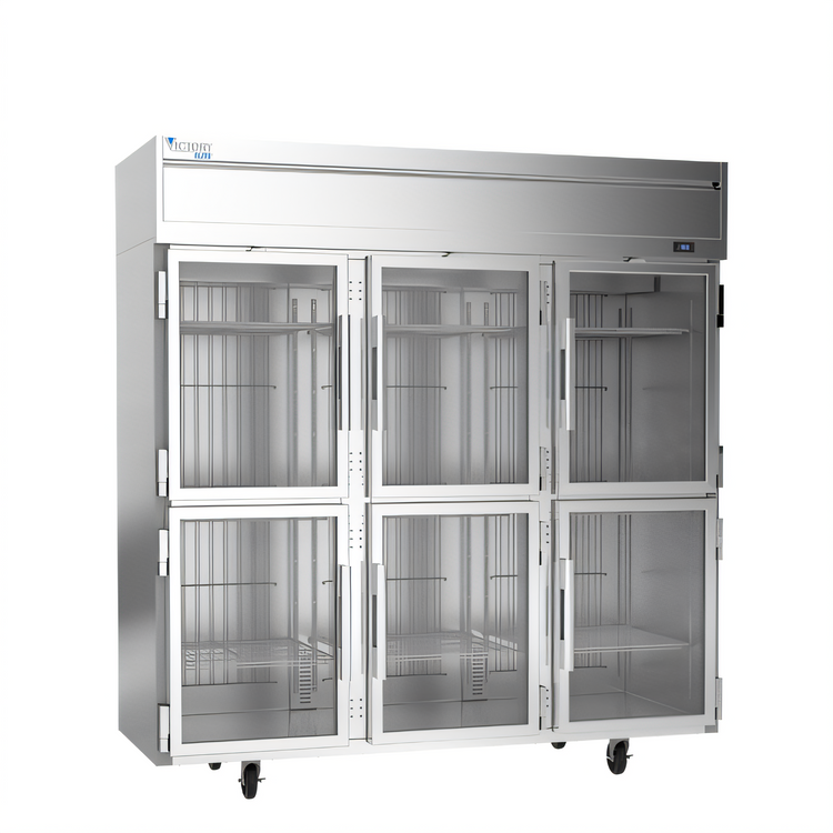 Product image #1 for Victory Elite™ Three-Section Reach-In Display Freezer, 69.1 Cu. Ft., Top-Mounted Self-Contained Refrigeration