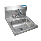 Thumbnail image #1 for BK Resources BKHS-D-1410-P-G 14" x 10" Wall-Mounted 304 Stainless Steel Hand Sink with Lead-Free Deck-Mount Faucet