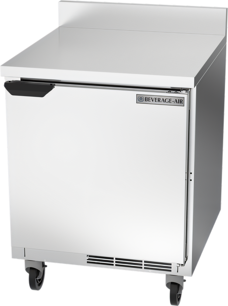 Product image #1 for Beverage-Air 27 Inch 1-Section Worktop Refrigerator with Solid Door and Foamed-In-Place Backsplash