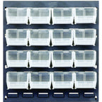 Thumbnail image #1 for Quantum QLP-1819-210-16CL Wall-Mounted Louvered Panel with 16 Clear Bins, 18"L x 6"D x 19"H, Steel
