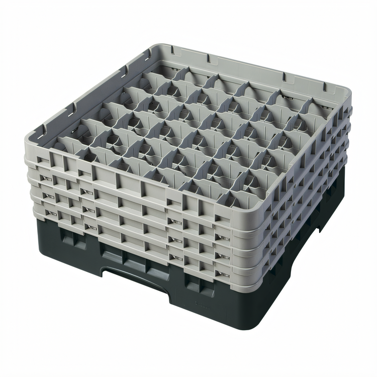 Product image #2 for Cambro Camrack Full-Size 36-Compartment Glass Rack with 4 Soft Gray Extenders
