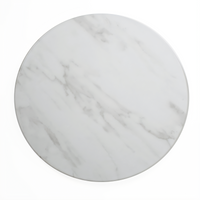 21-1/2 Inch Round Melamine Serving Board with White Marble Pattern