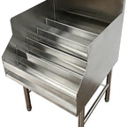 Thumbnail image #1 for ATSMFG MET MET-LQD-18 ATS MFG Underbar Liquor Bottle Display Unit, 18"W x 24-1/2"D, 5-Tier Stainless Steel, 4" Backsplash