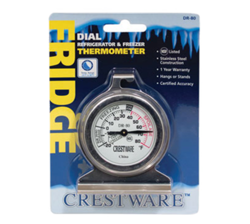 Product image #1 for Crestware Dial Refrigerator/Freezer Thermometer, Stainless Steel, -20°F to 80°F