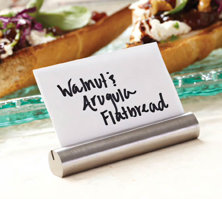 Product image #1 for Brushed Stainless Steel Rod Menu Card Holder, 1-1/4 in. x 5/8 in., 1/4 in. Top Slip