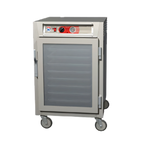 Thumbnail image #1 for Metro C5 C565-SFC-UPFS Mobile Half-Height Pass-Thru Heated Holding Cabinet, Combination Glass and Solid Doors, 304 Stainless Steel, 16-Pan Capacity