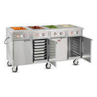 FWE Handy Line Mobile Heated Serving Cabinet with 4 Wet Wells and 28-Pan Understorage