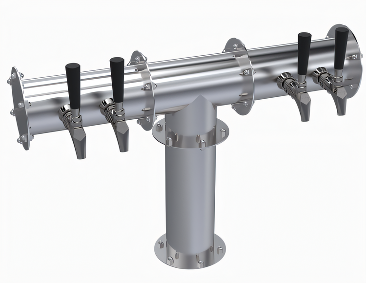 Product image #1 for Krowne Four-Faucet Pipe T-Head Glycol-Cooled Beer Tower
