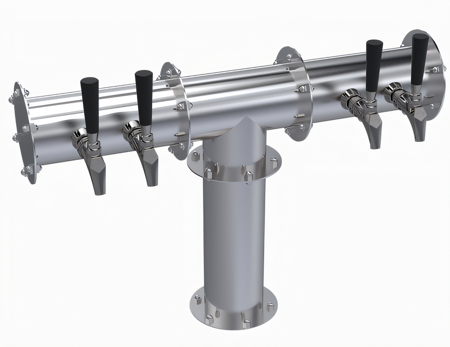 Product image #1 for Krowne Four-Faucet Pipe T-Head Glycol-Cooled Beer Tower