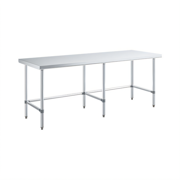Product image #1 for Sapphire 84 Inch x 18 Inch Flat Top Stainless Steel Work Table with Open Base and Galvanized Legs